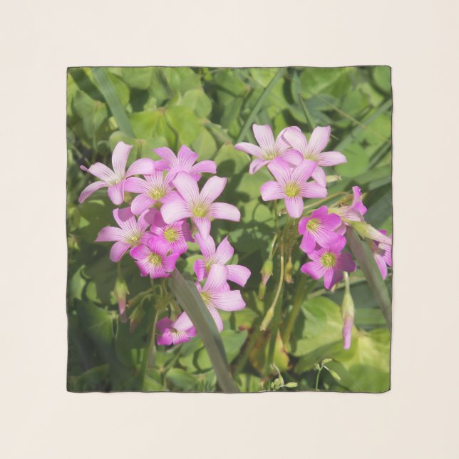 A silk scarf with delicate pink wildflowers (Front)