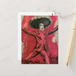 A silly funny retro dancing mushroom postcard