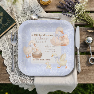 A Silly goose Blue baby shower Paper Plates