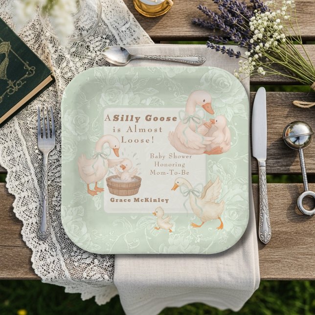 A Silly goose green baby shower Paper Plates (A Silly goose green baby shower Paper Plates)