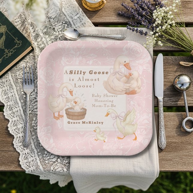 A Silly goose Pink baby shower Paper Plates (A Silly goose Pink baby shower Paper Plates)