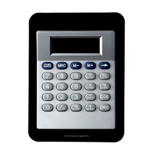 A silver calculator magnet