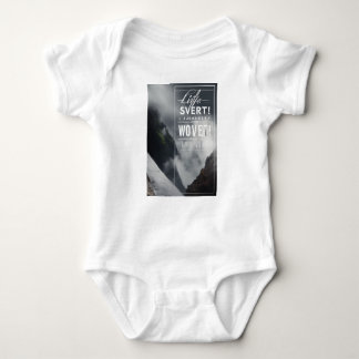 A silver, white, black and gray banner background baby bodysuit