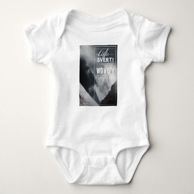 A silver, white, black and gray banner background  baby bodysuit (Front)