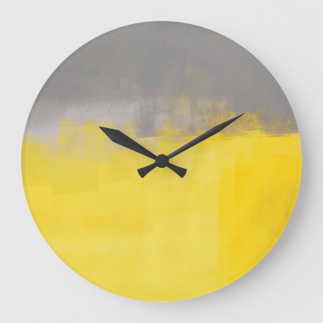 'A Simple Abstract' Gray and Yellow Art Clock (Front)