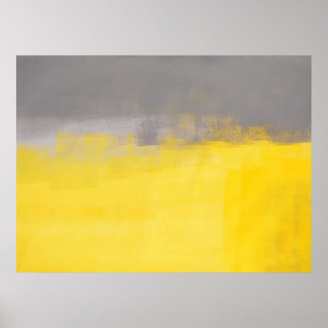 'A Simple Abstrct' Grey and Yellow Art Poster (Front)