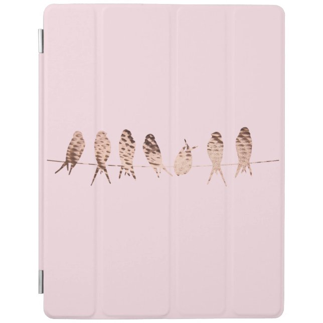 A Simple and Modern Pink with Copper Birds Design iPad Smart Cover (Front)