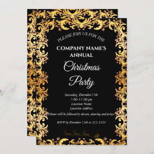 A simple black elegant Christmas party invitation