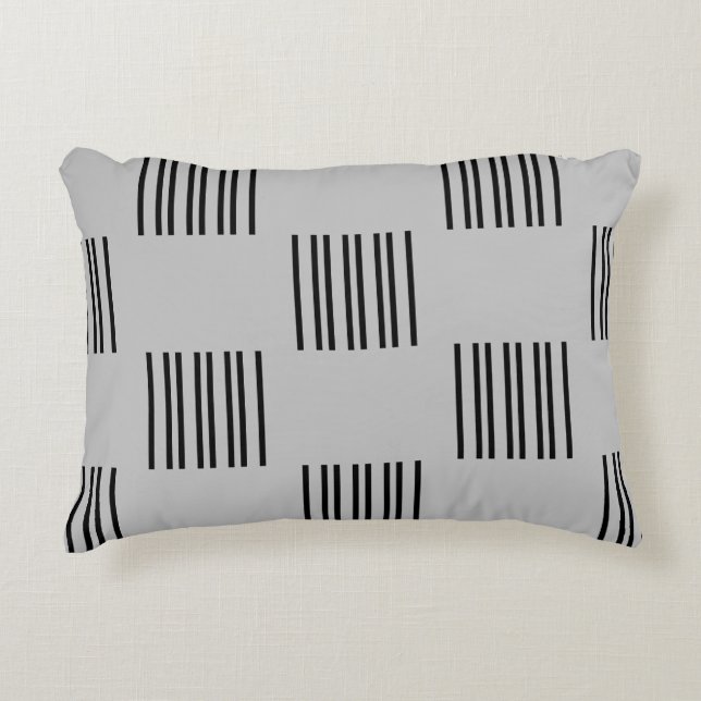 A Simple Design of Black Lines on Light Grey Accent Pillow (Front)