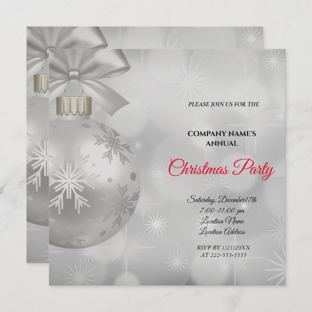 A Simple  Elegant Christmas Party Invitation  (Front/Back)