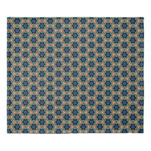 A simple floral pattern of blue and yellow duvet cover