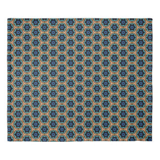 A simple floral pattern of blue and yellow duvet cover