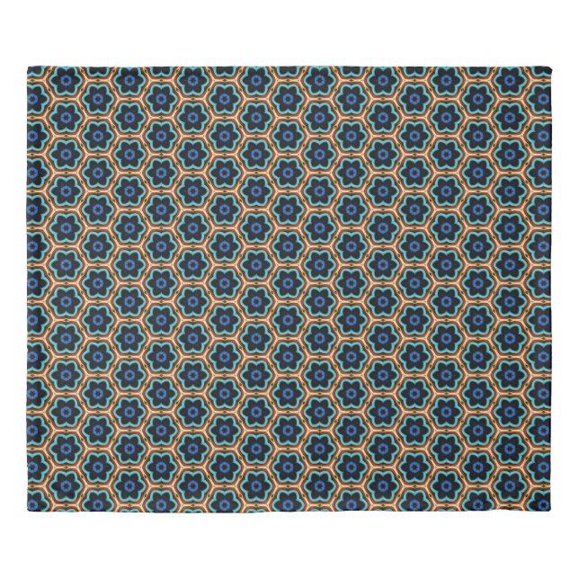 A simple floral pattern of blue and yellow duvet cover (Front)