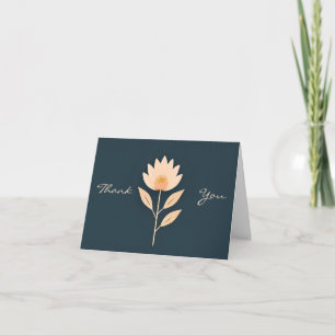 A Simple Flower Peach on Gray Thank You Note Card
