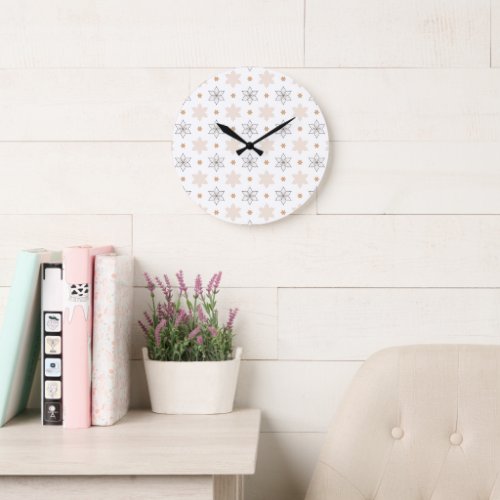 A Simple Geometric Line Art  Flowers Large Clock