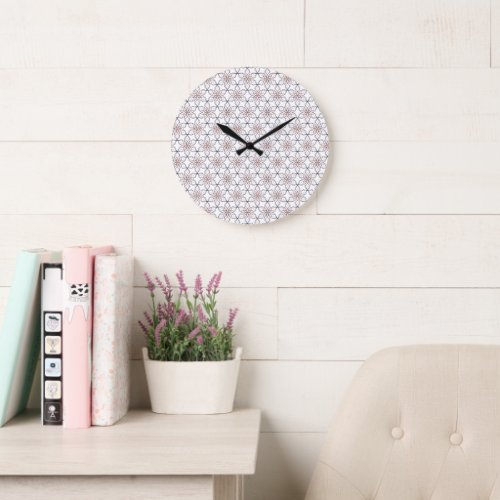 A Simple Geometric Line Art  Flowers Large Clock