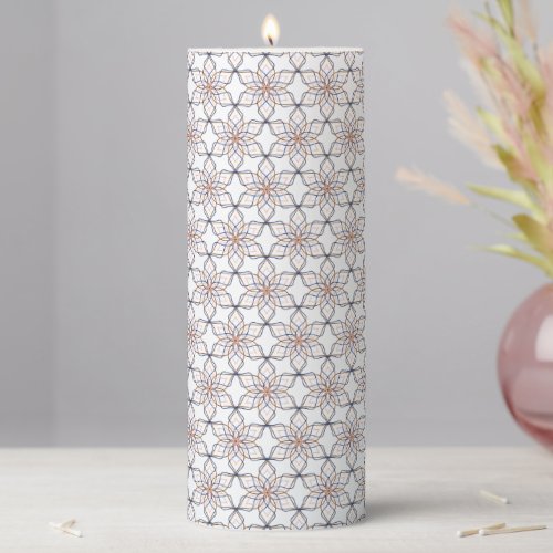 A Simple Geometric Line Art  Flowers Pillar Candle