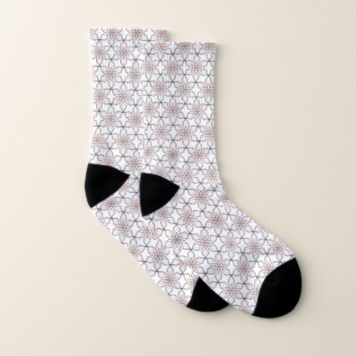A Simple Geometric Line Art  Flowers Socks