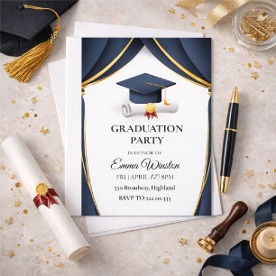A simple graduation ceremony with four photographs invitation
