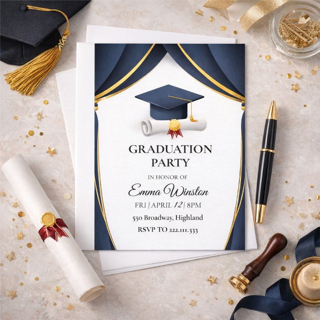 A simple graduation ceremony with four photographs invitation (Creator Uploaded)