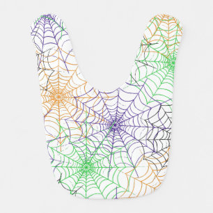 A Simple Halloween Spider's Web Pattern Baby Bib