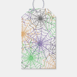 A Simple Halloween Spider's Web Pattern Gift Tags