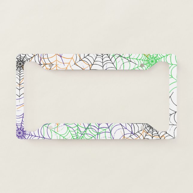 A Simple Halloween Spider's Web Pattern License Plate Frame (Front)