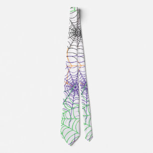 A Simple Halloween Spider's Web Pattern Neck Tie