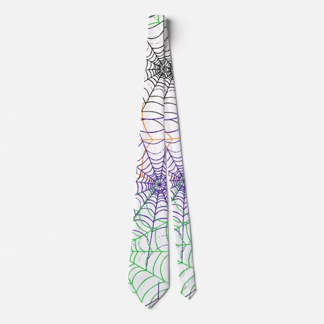 A Simple Halloween Spider's Web Pattern Neck Tie (Front)