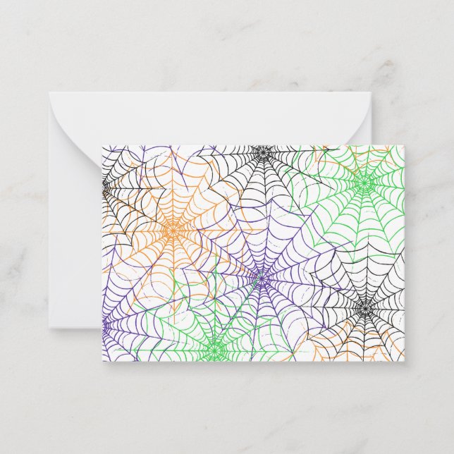 A Simple Halloween Spider's Web Pattern Note Card (Front)