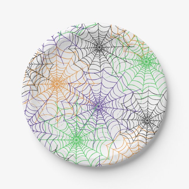 A Simple Halloween Spider's Web Pattern Paper Plates (Front)