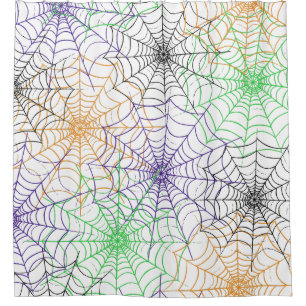 A Simple Halloween Spider's Web Pattern Shower Curtain