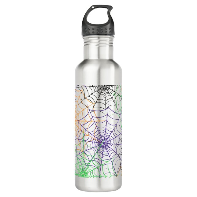 A Simple Halloween Spider's Web Pattern Stainless Steel Water Bottle (Front)