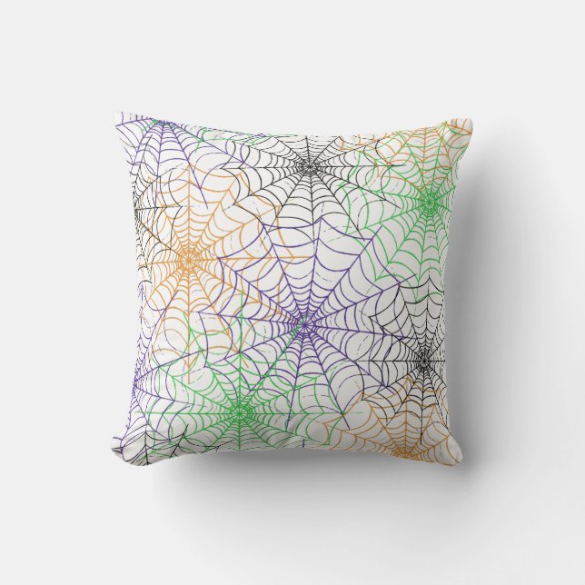 A Simple Halloween Spider's Web Pattern Throw Pillow (Front)