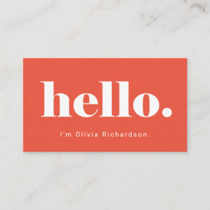 A Simple Hello   Bold and Modern Typography Business Card
