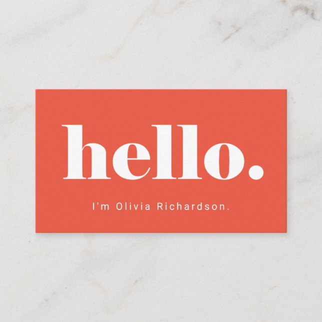 A Simple Hello | Bold and Modern Typography Business Card (Front)