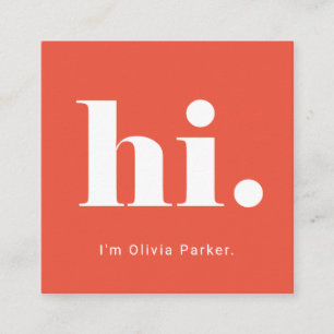 A Simple Hello Bold and Modern Typography Square Business Card