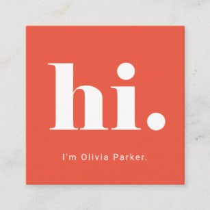A Simple Hello   Bold and Modern Typography Square Business Card