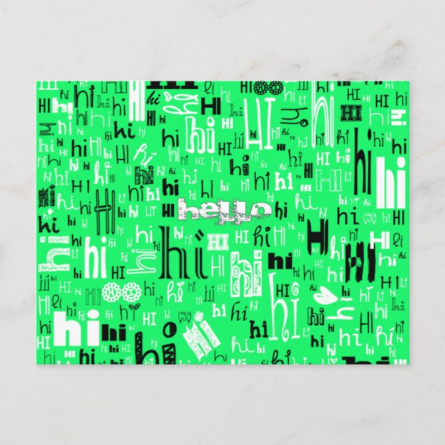 A Simple Hello Part Deux Postcards - Lime (Front)