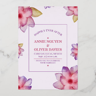 A Simple Lovely Floral Wedding Invitation  Foil Invitation