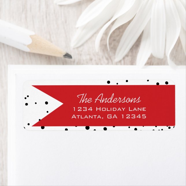 A Simple Modern Red Black Family Christmas Holiday Label (Insitu)