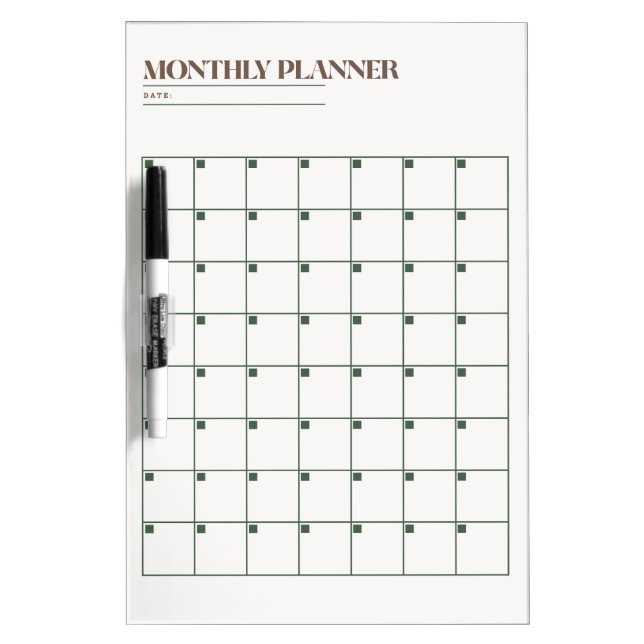 A Simple Monthly Planner  Dry Erase Board (Front)