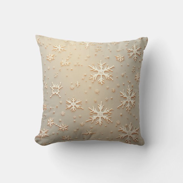 A simple snowflake pattern with a warm feeling throw pillow (Front)
