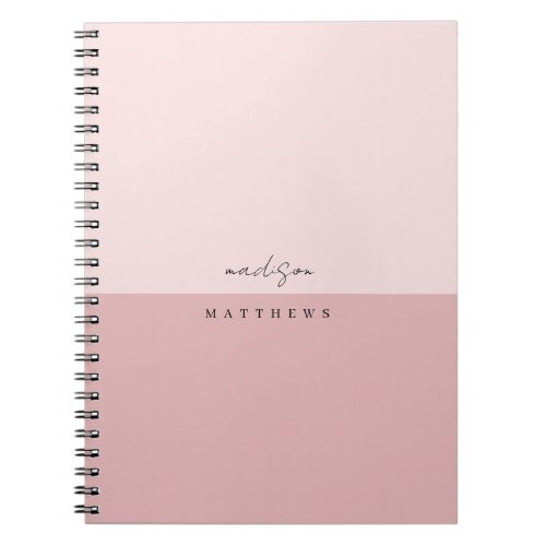 A simple stylish blush pink custom monogram  notebook