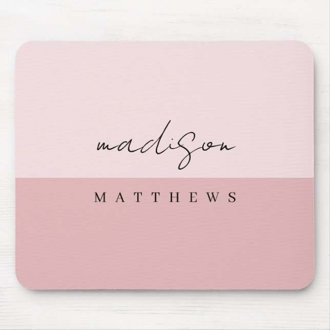A simple stylish custom monogram Blush Pink  Mouse Pad (Front)