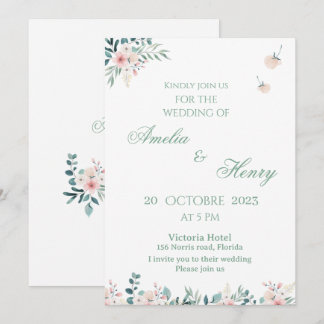A simple watercolor wedding invitation card