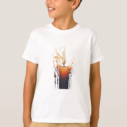 A simple yet evocative sketch of a candle flame T_Shirt