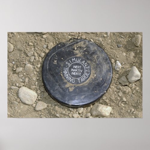 A simulated land mine poster