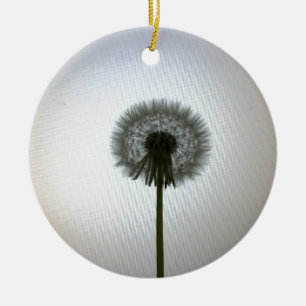 A Single Dandelion Against a White Backdrop Ceramic Ornament