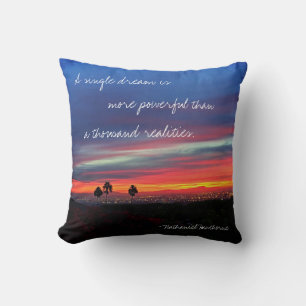 A Single Dream Is Quote Orange Blue Sunset Photo Throw Pillow